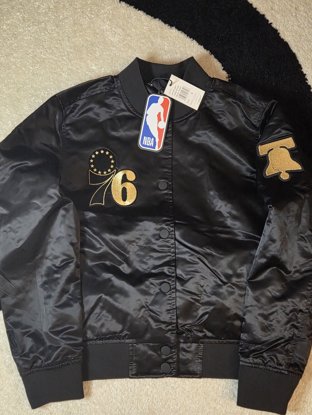 PRO STANDARD PHILADELPHIA 76ERS FULL SNAP VARSITY JACKET SZ SMALL
